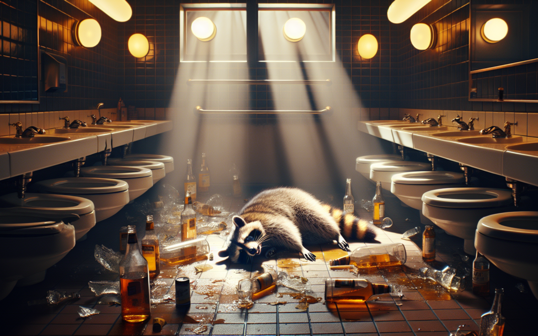 Raccoon’s Wild Night in a Liquor Store